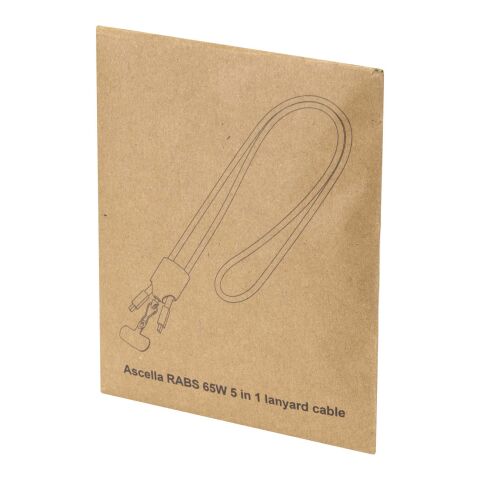 Cable de carga con cordón de plástico reciclado Ion 65 W 5 en 1 blanco