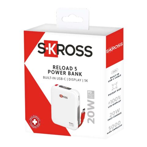 Batería externa SKROSS® Reload de 5000 mAh blanco