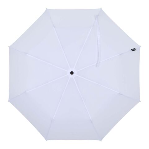 Paraguas Agnes de 53 cm, plegable y con apertura automática, fabricado en RPET blanco