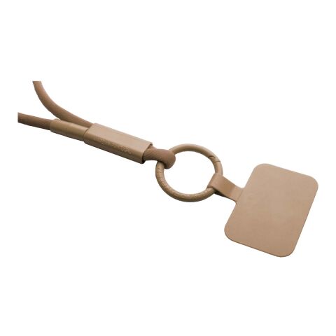 Lanyard con soporte para teléfono con tubo de plástico reciclado "Tubyard" Bronce | sin montaje de publicidad | no disponible | no disponible