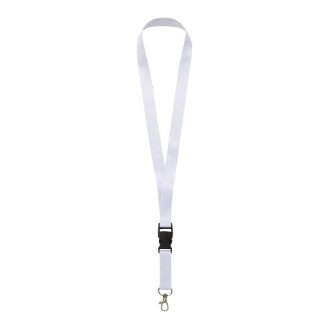 Lanyard de PET reciclado &quot;Bucks&quot; Negro intenso-Blanco | 10mm | sin montaje de publicidad | no disponible | no disponible