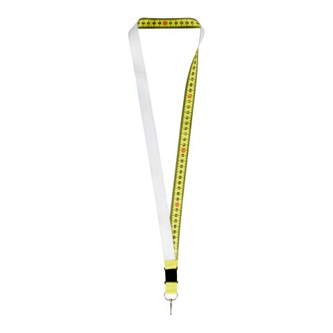 Lanyard de 1 metro en sublimación &quot;Isla&quot; Amarillo-Negro intenso-Blanco | Sublimación | frontal | 1000 mm x 20 mm