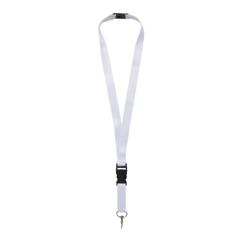 Lanyard de PET reciclado con hebilla de seguridad &quot;Balta&quot; Negro intenso-Blanco | 10mm | sin montaje de publicidad | no disponible | no disponible