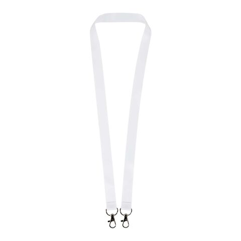 Lanyard de RPET con sublimación y 2 llaveros &quot;Leia&quot; blanco | 10mm | Sublimación | all over, back | 25 mm x 900 mm