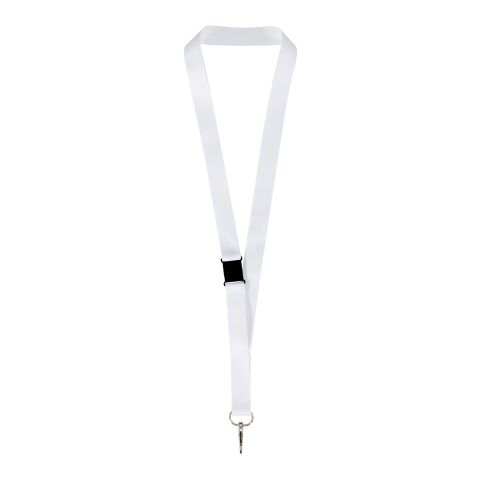 Lanyard de RPET con sublimación y cierre de seguridad &quot;Lois&quot; Negro intenso-Blanco | 15mm | sin montaje de publicidad | no disponible | no disponible