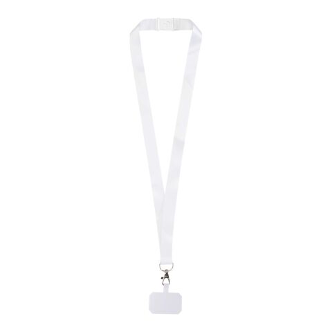 Lanyard de sublimación con soporte para teléfono y cierre de seguridad "Addie" Blanco-Blanco | no disponible | sin montaje de publicidad | no disponible | no disponible