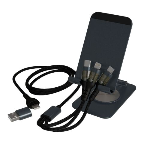 Soporte para teléfono plegable con cable de carga 3 en 1 &quot;SCX.design O32&quot; Metal de arma | sin montaje de publicidad | no disponible | no disponible