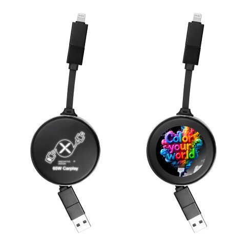 Cable retráctil 4 en 1 de 65&nbsp;W "SCX.design C42" Negro intenso | sin montaje de publicidad