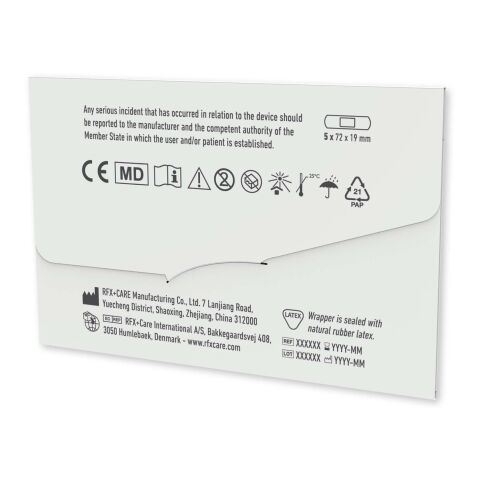 Paquete de 4 tiritas en blíster con sobre de papel impreso a todo color Blanco