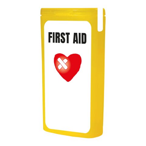 MiniKit Primeros Auxilios Amarillo transparente | Etiqueta Digital 1 color | frontal | 39 mm x 82 mm