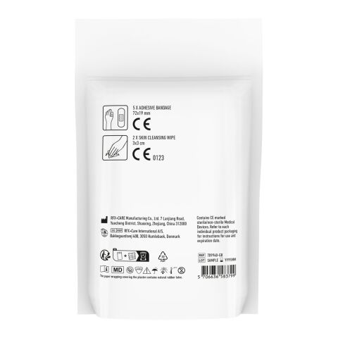 MiniKit Primeros Auxilios en bolsa de papel blanco | Impresión Digital | frontal | 80 mm x 86 mm