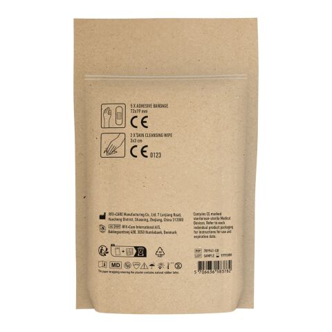 MiniKit Primeros Auxilios en bolsa de papel Marrón Kraft | no disponible | Impresión Digital | parte frontal | 80 mm x 67 mm