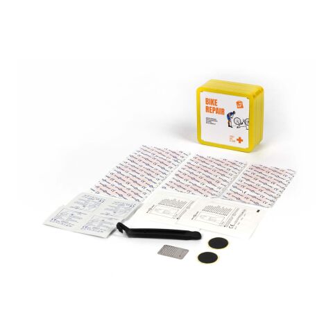 Kit de reparación de bicicletas en caja metálica &quot;MyKit&quot; Amarillo | sin montaje de publicidad | no disponible | no disponible