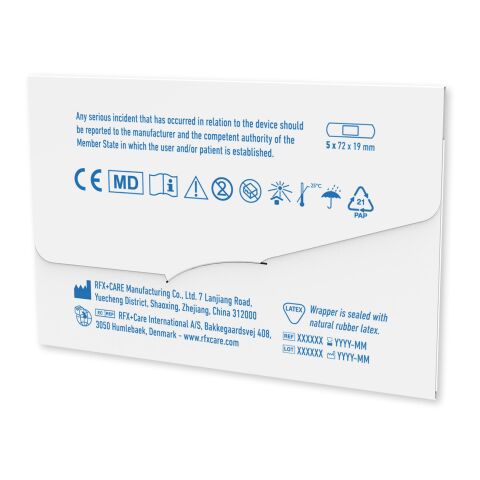 5 tiritas personalizables con sobre de papel kraft impreso a todo color blanco | sin montaje de publicidad | no disponible | no disponible