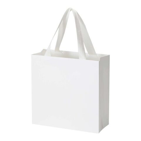 Bolsa de papel Smartfold de 230 g/m² con asas de cinta y laminado brillante - 24 x 10 x 24 cm blanco