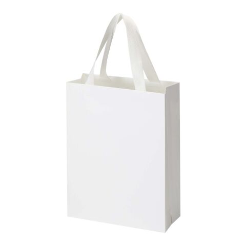 Bolsa de papel Smartfold de 230 g/m² con asas de cinta y laminado brillante - 24 x 10 x 32 cm blanco