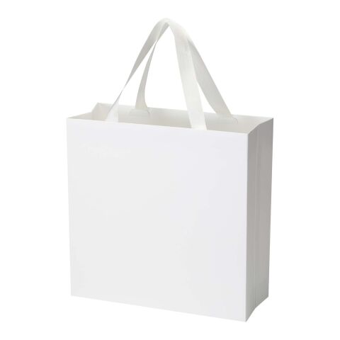 Bolsa de papel Smartfold de 230 g/m² con asas de cinta y laminado brillante - 31 x 12 x 31 cm blanco