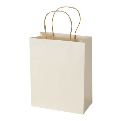 Bolsa de papel reciclado de uso agrícola, 150 g/m², con asas trenzadas - 18 x 9 x 23 cm Blanco marfil