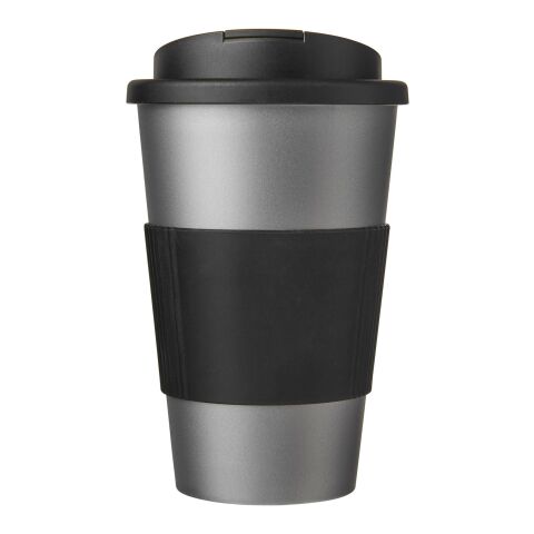 Americano® vaso 350 ml con agarre y tapa antigoteo Plateado-Negro intenso | sin montaje de publicidad | no disponible | no disponible