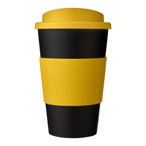 Vaso con aislamiento de 350 ml con agarradera &quot;Americano®&quot; Amarillo-Negro intenso | sin montaje de publicidad | no disponible | no disponible