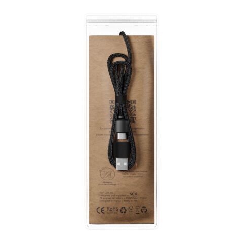 Cable de carga 3 en 1 de PET reciclado con logo retroiluminado y estuche cuadrado de madera "SCX.design C38" Estándar | Azul-Madera | sin montaje de publicidad | no disponible | no disponible