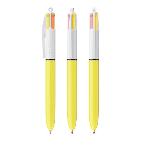 BIC® 4 Colours Sun Blanco-amarillo | Impresión De Pantalla 1 color | Cuerpo-Centrado al Clip | 30.00 mm x 43.00 mm