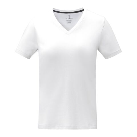 Camiseta de manga corta y cuello en V para mujer "Somoto" Blanco | M