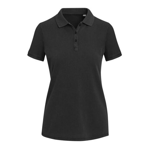Polo de 200 g/m2 lavado para mujer "Calgary" Estándar | Negro intenso | S | sin montaje de publicidad | no disponible | no disponible | no disponible