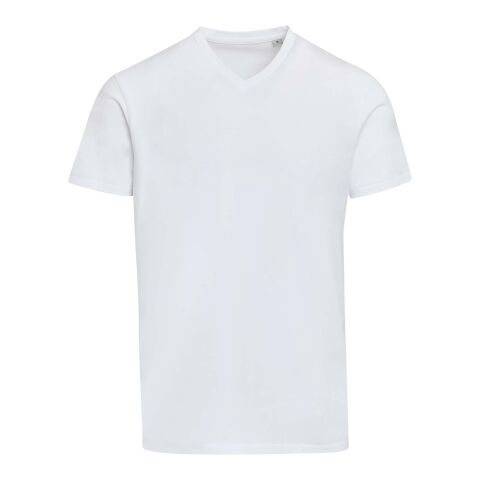 Camiseta orgánica unisex de 200 g/m² con certificado OCS de manga corta y cuello de pico "Balfour" Estándar | Blanco | M | sin montaje de publicidad | no disponible | no disponible | no disponible