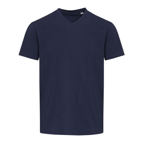 Camiseta orgánica unisex de 200 g/m² con certificado OCS de manga corta y cuello de pico "Balfour" Azul marino | XXS