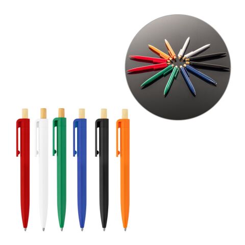 ZARA. Bolígrafo de ABS reciclado (100% rABS) con botón de bambú Negro | sin montaje de publicidad