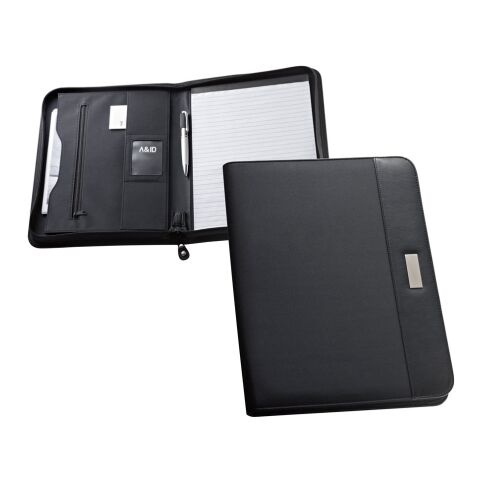 PASZO. Portafolios A4 de PU y microfibra con bloc forrado negro | sin montaje de publicidad | Forrado | A4