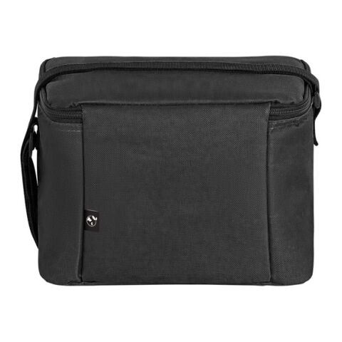 CANCUN. Bolsa térmica de poliéster reciclado 600D con correa de cincha ajustable Negro | sin montaje de publicidad