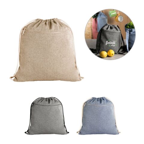 CHANCERY. Bolsa de cordón de algodón reciclado (70%), poliéster (30% rPET) (140 g/m²) Negro | sin montaje de publicidad