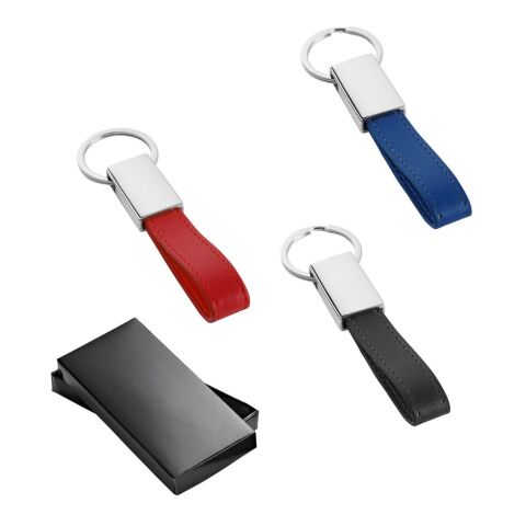 WATOH. Llavero redondo de metal y PU Negro | sin montaje de publicidad