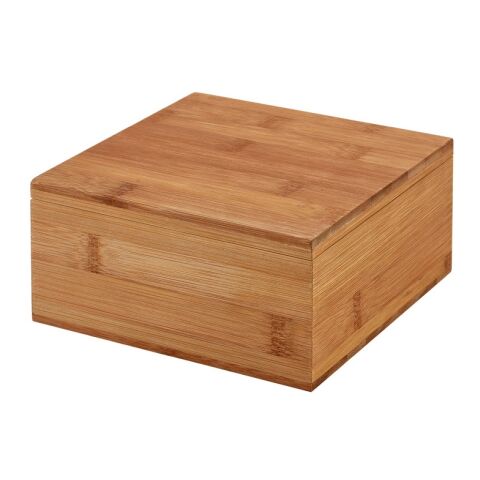 ARNICA. Caja de té de bambú con 4 compartimentos y cierre magnético Beige | sin montaje de publicidad