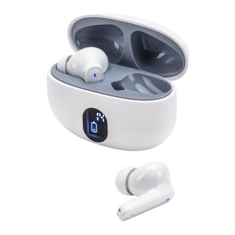 CAETANO. Auriculares inalámbricos con 4 horas de autonomía en ABS reciclado (100% rABS) Blanco | sin montaje de publicidad