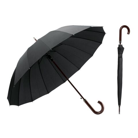 HEDI. Paraguas de apertura automática de 16 costillas en pongee 190T con apertura automática Negro | sin montaje de publicidad