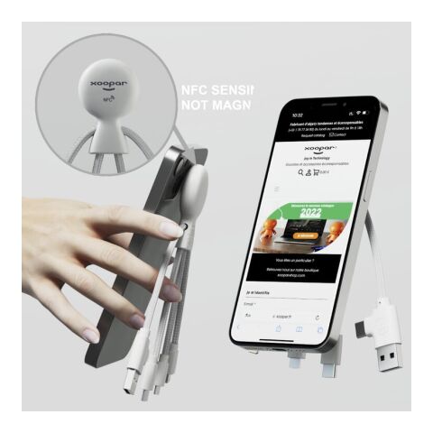 2099 | Xoopar Mr. Bio Smart Charging cable with NFC Blanco | sin montaje de publicidad | no disponible | no disponible | no disponible