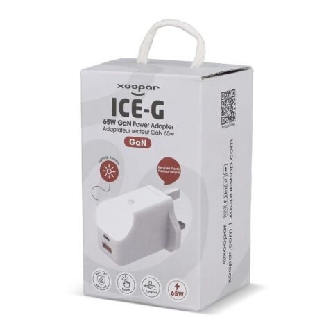 Adaptador de corriente Xoopar ICE-G de 65 W con GaN y enchufe británico Blanco | sin montaje de publicidad | no disponible | no disponible