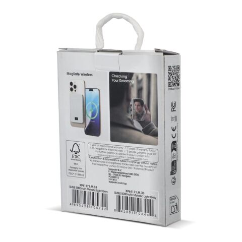 Xoopar Smile Wireless Mirror Powerbank Compatible con MagSafe 5000mAh gris claro