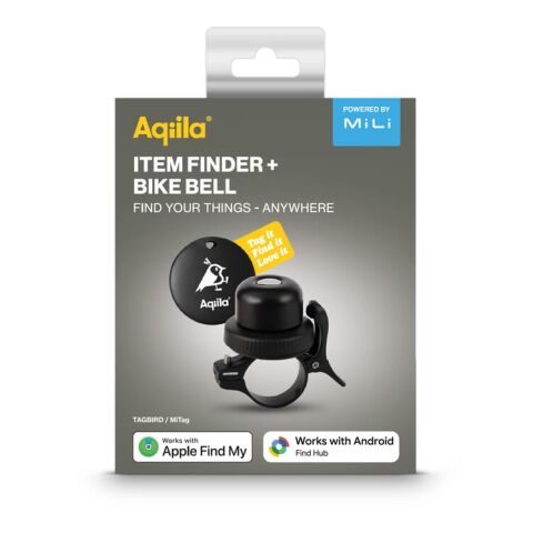 Localizador impermeable Aqiila Tagbird con timbre para bicicleta Negro | sin montaje de publicidad | no disponible | no disponible