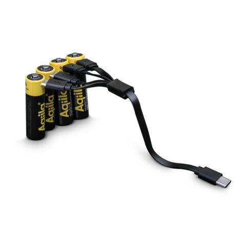 Paquete de 4 pilas AA recargables Aqiila con conexión USB-C de 2000 mAh Negro | sin montaje de publicidad | no disponible | no disponible
