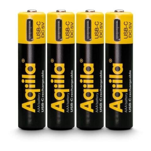 Baterías recargables Aqiila USB-C AAA de 600 mAh, paquete de 4 Negro | sin montaje de publicidad | no disponible | no disponible