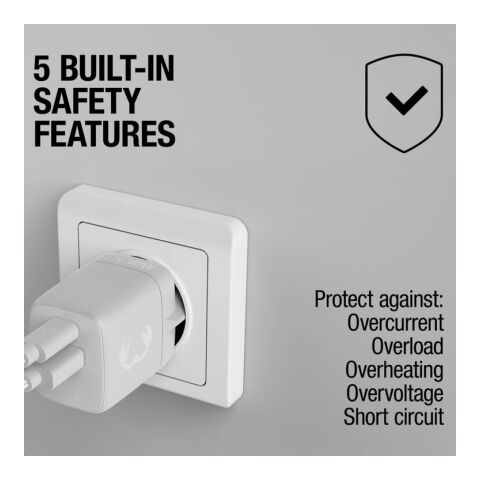 Fresh 'n Rebel Cargador rápido 30W GaN USB-C y USB-A gris claro | sin montaje de publicidad