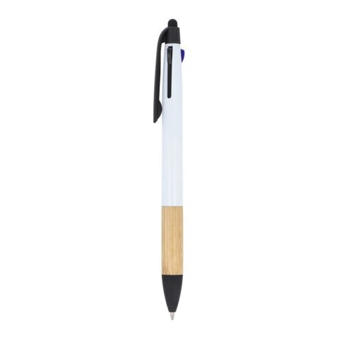 Bolígrafo de 3 colores con empuñadura de bambú Blanco | sin montaje de publicidad | no disponible | no disponible | no disponible
