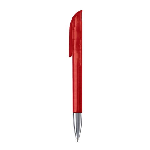 Bolígrafo Atlas punta de metal transparente Rojo / Blanco-Rojo / Blanco | Impresión De Pantalla 1 color | 180 grados del clip | 50 mm x 25 mm | no disponible