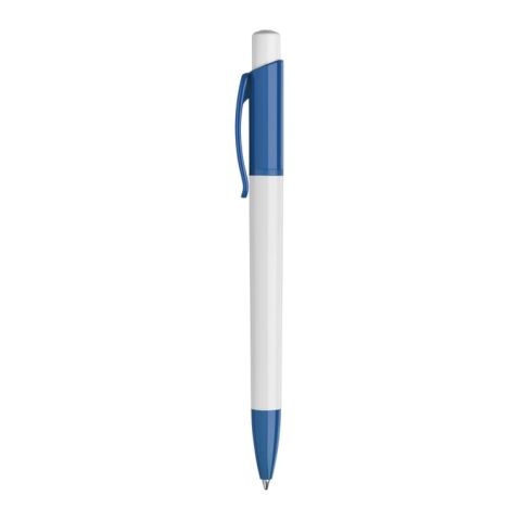 Bolígrafo Kamal opaco Blanco-Azul / Blanco | Impresión De Pantalla 1 color | 270 grados del clip | 40 mm x 25 mm | no disponible