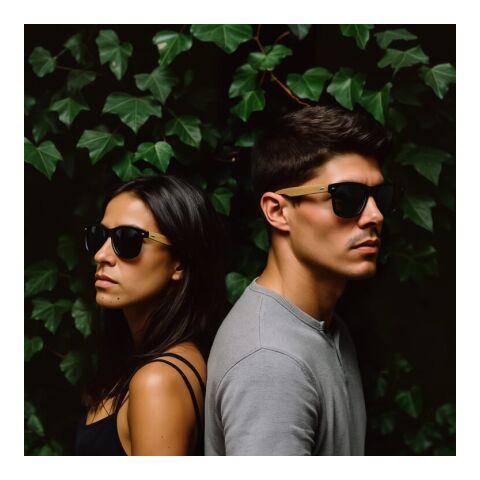 Gafas de sol Justin RPC con bambú UV400 Negro intenso | Tampografía 1 color | 1 cm de la bisagra izquierda | 50 mm x 8 mm | no disponible