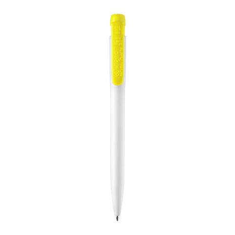 Bolígrafo Ingeo TM Pen opaco Blanco-Amarillo | Impresión De Pantalla 1 color | 270 grados del clip | 45 mm x 25 mm | no disponible